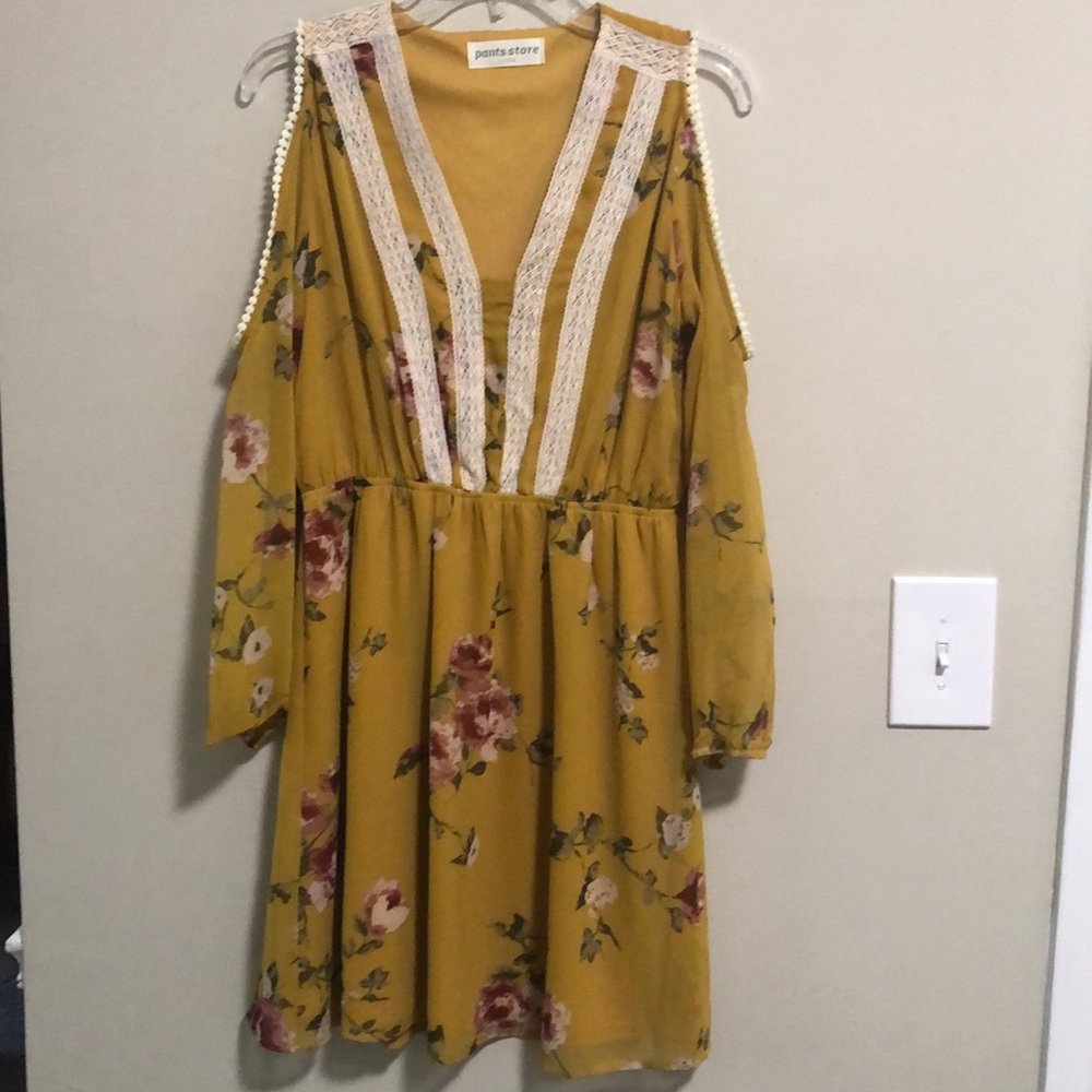 Mustard Dress Cold Shoulder Boho  SZ L From Pants store